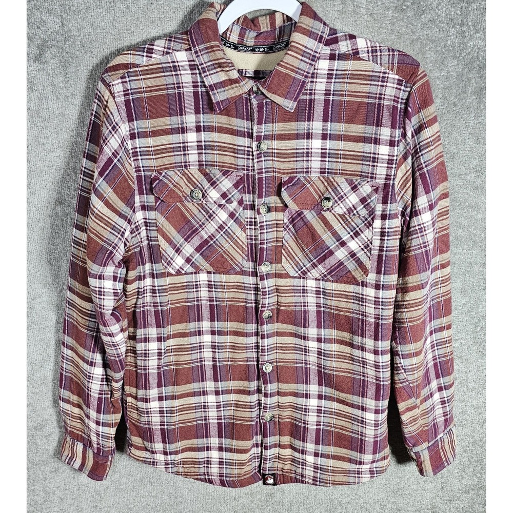 Canada Weathergear Flannel Shacket Mens Size S Fleece Lined Pockets Button‎ Up